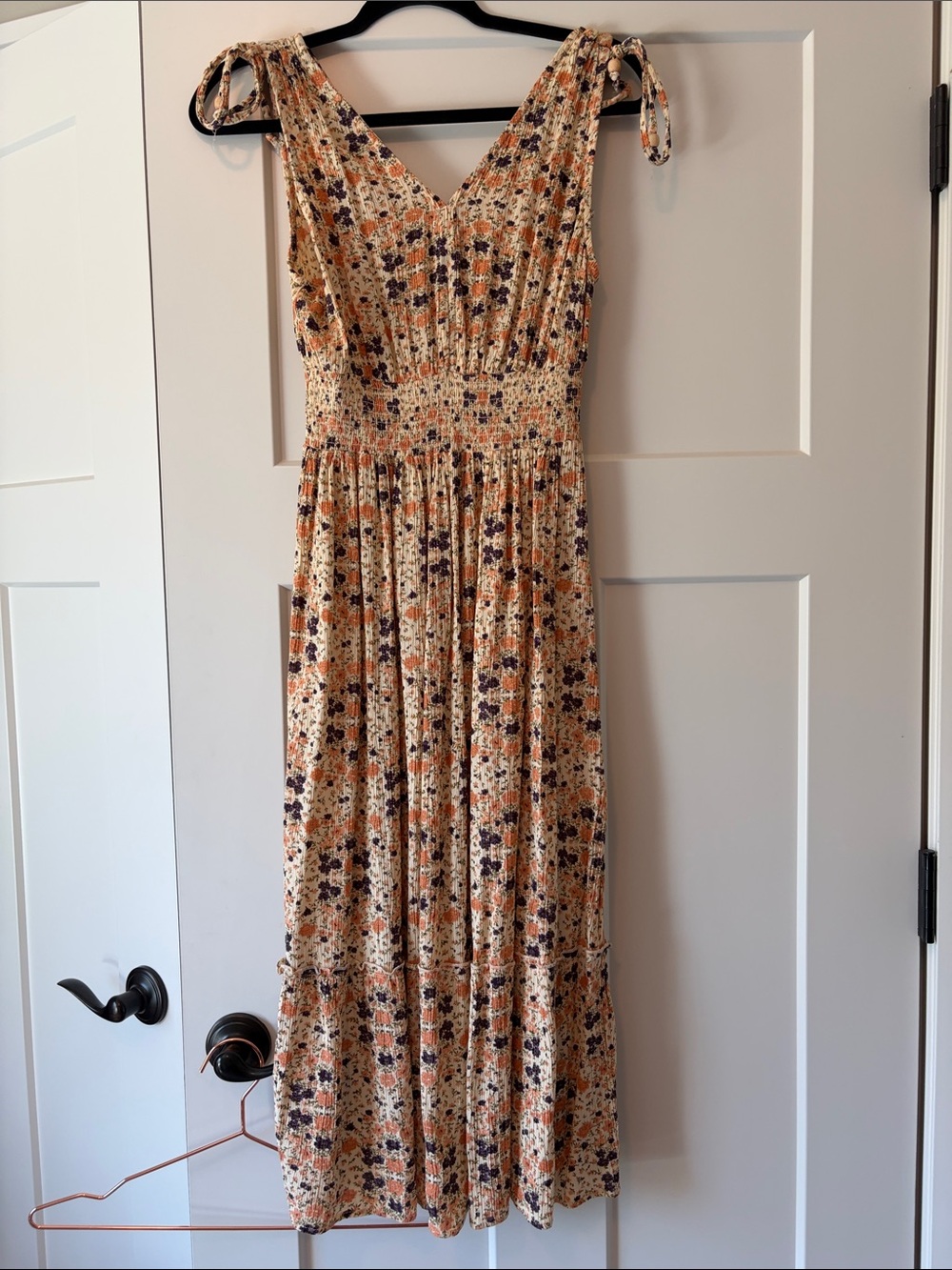 Floral Tie-Shoulder Mid Dress